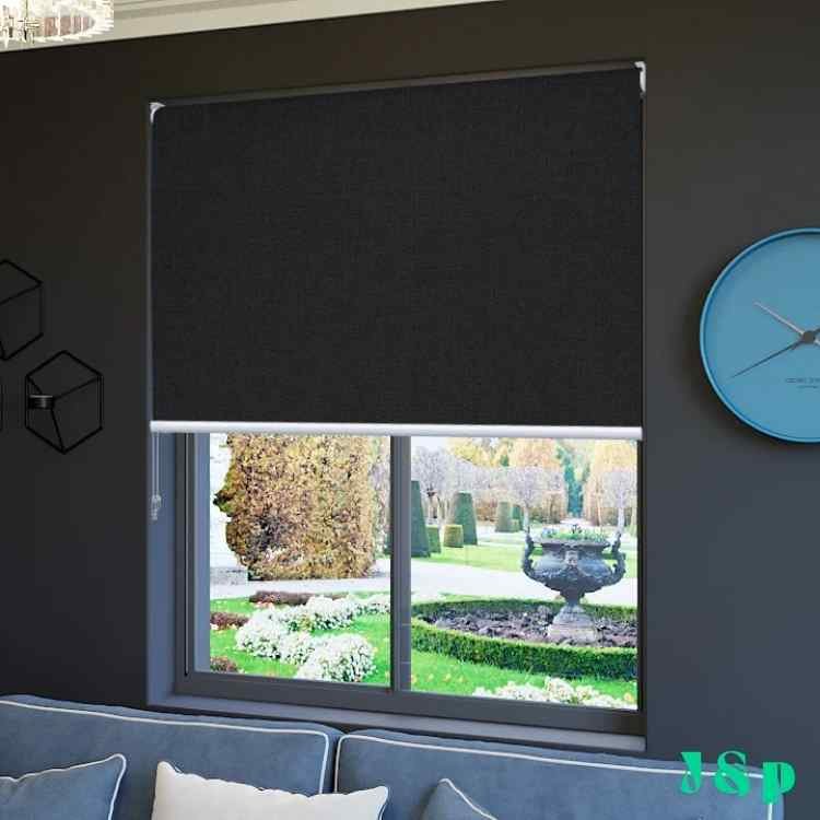 Cortinas Roller Black Out Gris Oscuro